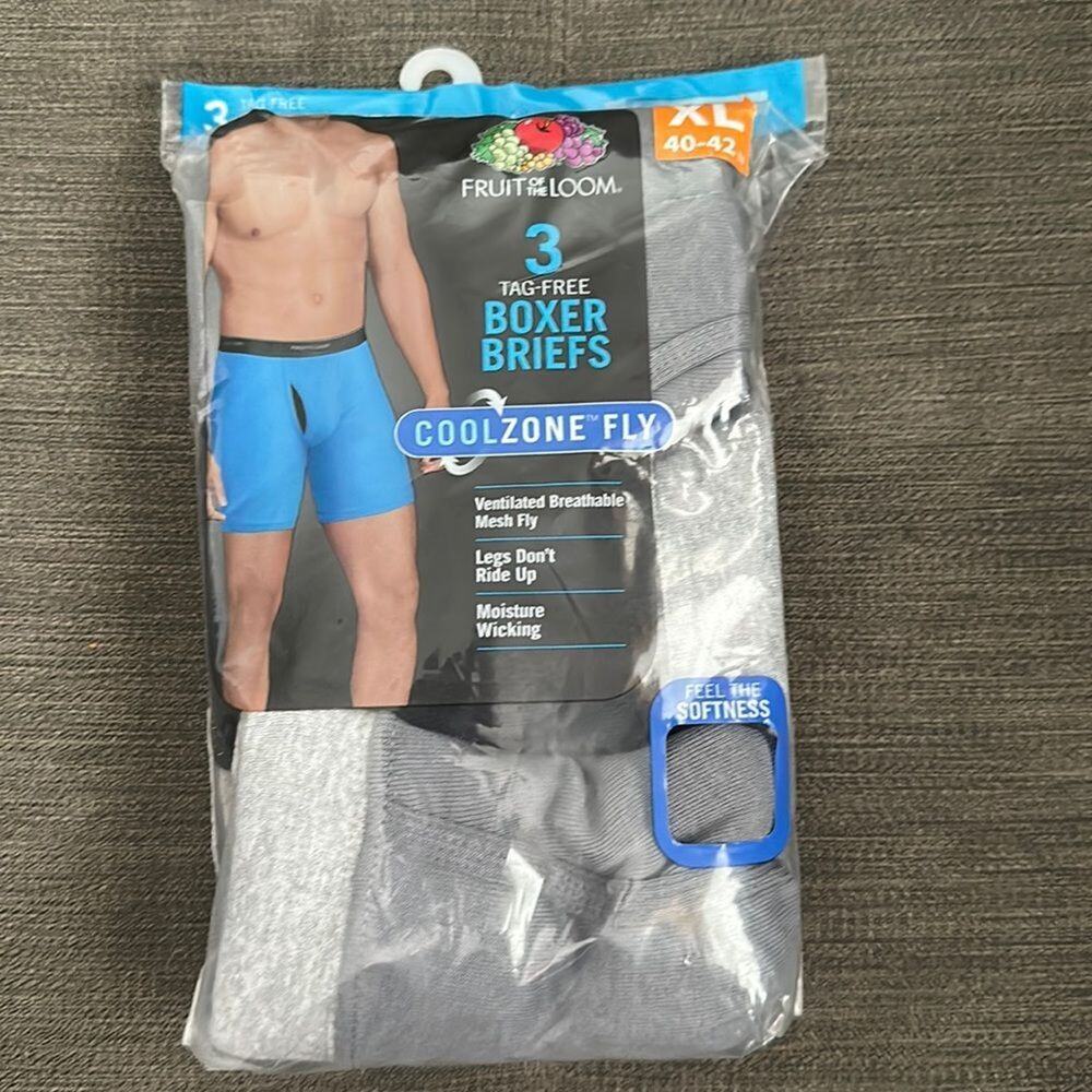 Fruit of the Loom Men's Underwear Boxer Briefs with Fly Size XL (701)